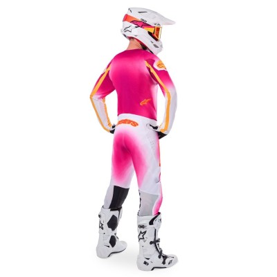 Pantalon Alpinestars Supertech Edition Limitée MIG Rose Fluo Blanc 
