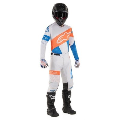Pantalon Alpinestars Racer Tech Atomic Gris Clair/ Bleu/ Orange Fluo 