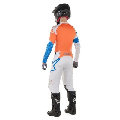 Pantalon Alpinestars Racer Tech Atomic Gris Clair/ Bleu/ Orange Fluo 