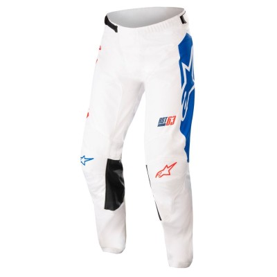 Pantalon Alpinestars Racer Compass Blanc Rouge Fluo Bleu 
