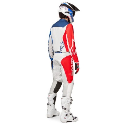 Pantalon Alpinestars Racer Compass Blanc Rouge Fluo Bleu 