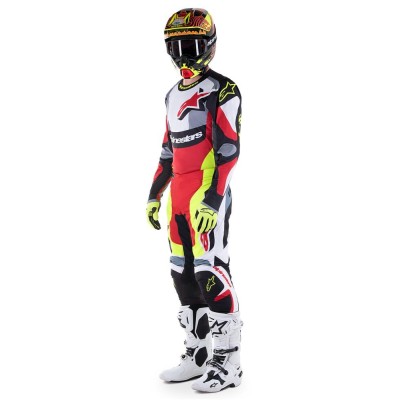 Pantalon Alpinestars Fluid Agent Noir Rouge Mars Jaune Fluo 