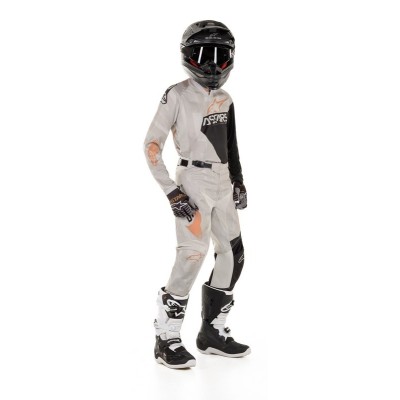 Pantalon Enfant Alpinestars Racer Factory Gris Noir Or 