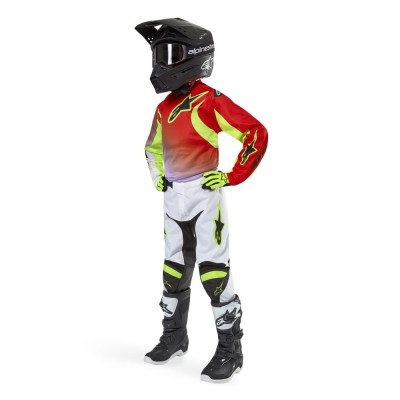 Pantalon Enfant Alpinestars Racer Lucent Blanc Rouge Fluo Jaune Fluo 