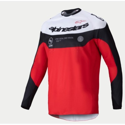 Maillot Alpinestars Enduro Pro-Dura Noir Rouge Brillant Blanc 