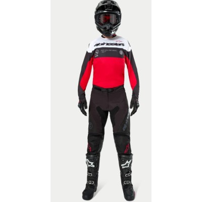 Maillot Alpinestars Enduro Pro-Dura Noir Rouge Brillant Blanc 