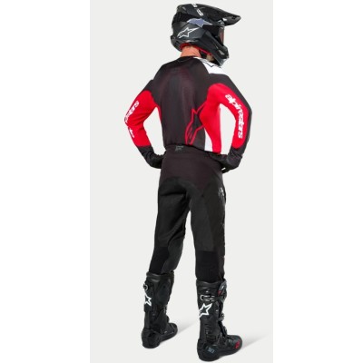 Maillot Alpinestars Enduro Pro-Dura Noir Rouge Brillant Blanc 