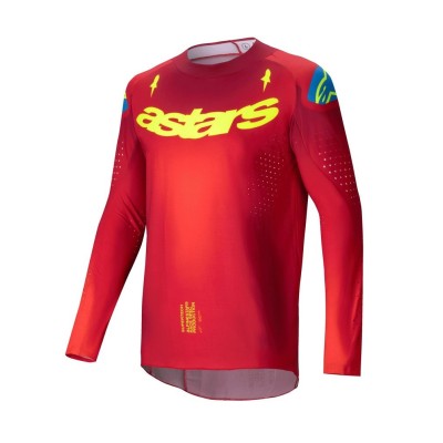 Maillot Alpinestars Supertech Maker Rouge Jaune Fluo 