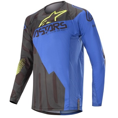 Maillot Alpinestars Techstar Factory Noir Bleu Jaune Fluo 