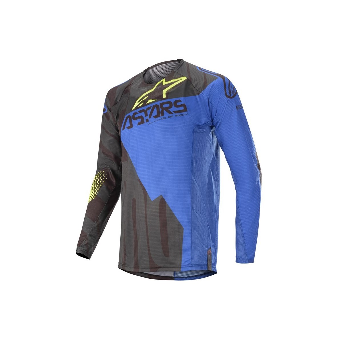 Maillot Alpinestars Techstar Factory Noir Bleu Jaune Fluo 