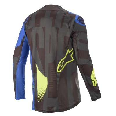 Maillot Alpinestars Techstar Factory Noir Bleu Jaune Fluo 