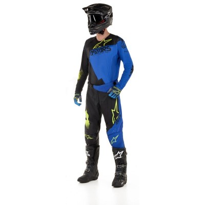 Maillot Alpinestars Techstar Factory Noir Bleu Jaune Fluo 
