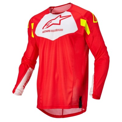 Maillot Alpinestars Techstar Factory Rouge Blanc Jaune Fluo 