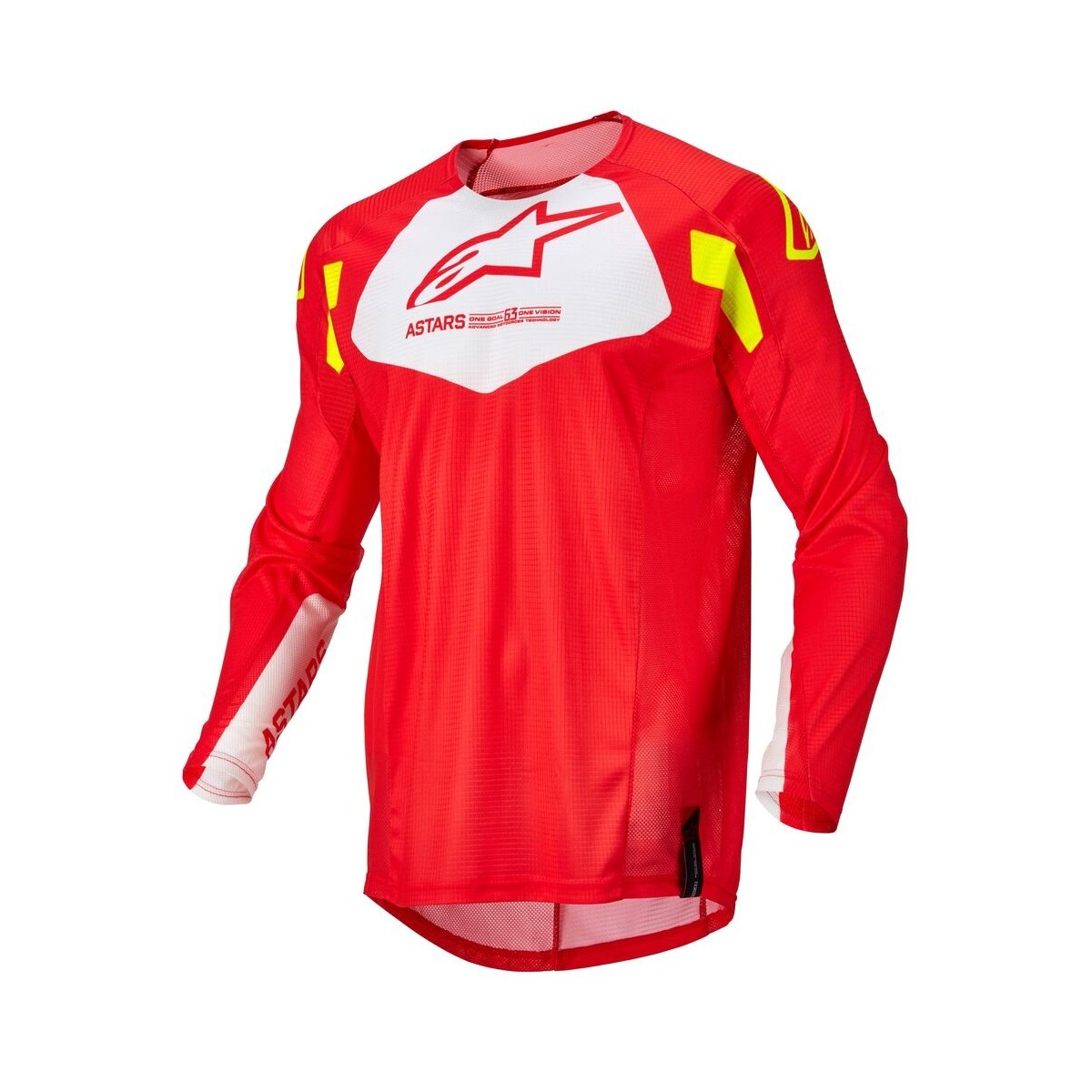 Maillot Alpinestars Techstar Factory Rouge Blanc Jaune Fluo 