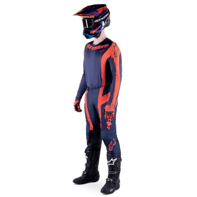 Maillot Alpinestars Techstar Arch Bleu Nuit Hot Orange 