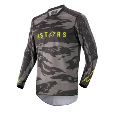 Maillot Alpinestars Racer Tactical Noir Gris Camo Jaune Fluo 