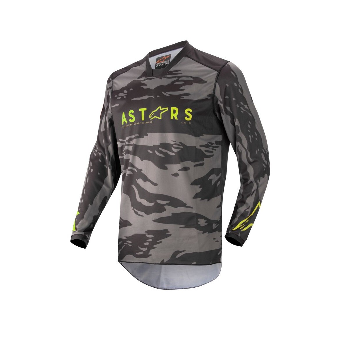 Maillot Alpinestars Racer Tactical Noir Gris Camo Jaune Fluo 