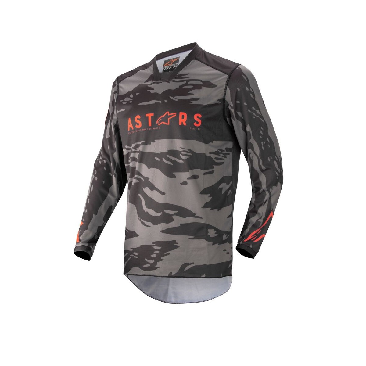 Maillot Alpinestars Racer Tactical Noir Gris Camo Rouge Fluo 