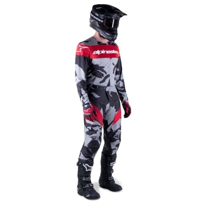 Maillot Alpinestars Racer Tactical Gris Foncé Camo Rouge Mars 