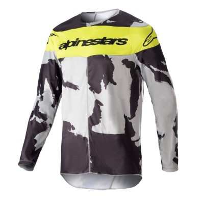 Maillot Alpinestars Racer Tactical Gris Foncé Camo Jaune Fluo 