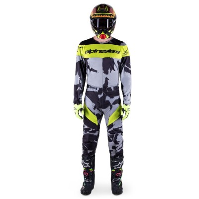 Maillot Alpinestars Racer Tactical Gris Foncé Camo Jaune Fluo 