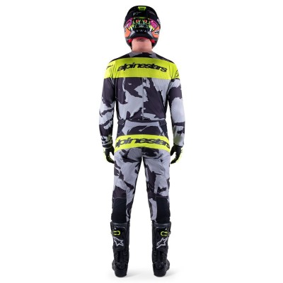 Maillot Alpinestars Racer Tactical Gris Foncé Camo Jaune Fluo 