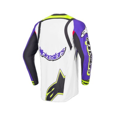 Maillot Alpinestars Supertech LE Dirt Studios Blanc Violet Jaune Fluo 