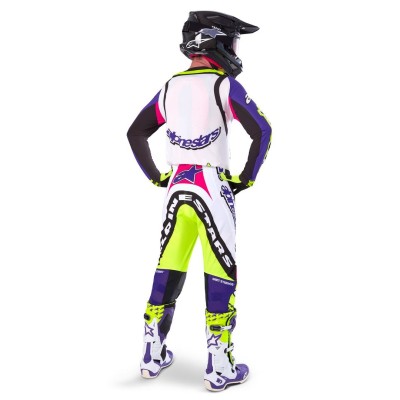 Maillot Alpinestars Supertech LE Dirt Studios Blanc Violet Jaune Fluo 