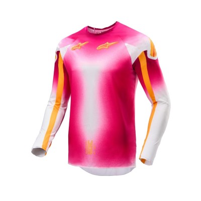 Maillot Alpinestars Supertech AFD Edition Limitée MIG Rose Fluo Blanc 