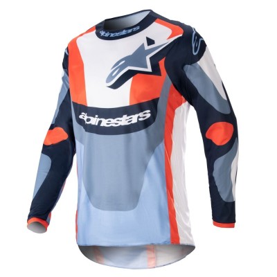 Maillot Alpinestars Fluid Agent Bleu Nuit Orange Vif 