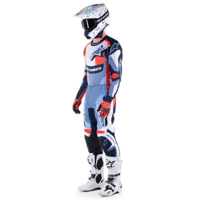 Maillot Alpinestars Fluid Agent Bleu Nuit Orange Vif 