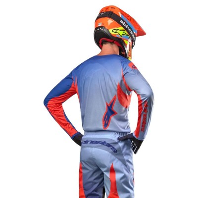 Maillot Alpinestars Fluid Lucent Bleu Ram Orange Vif 