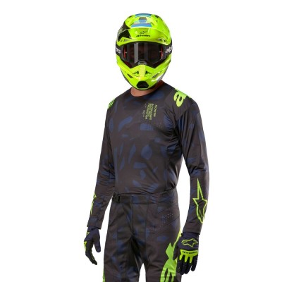 Maillot Alpinestars Techstar Rantera Noir Bleu Jaune Fluo  