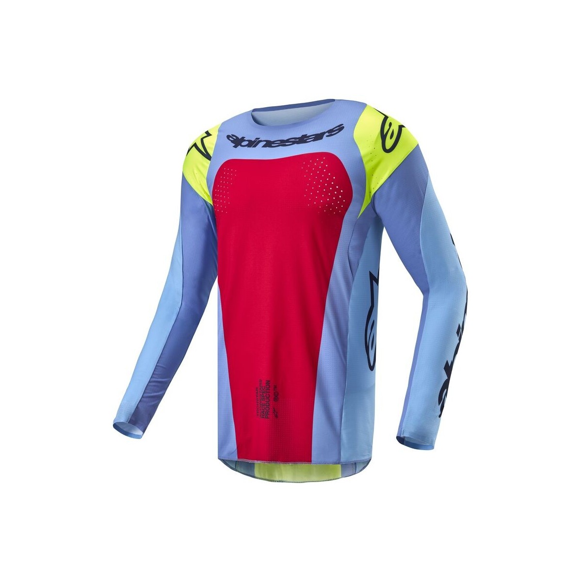 Maillot Alpinestars Techstar Ocuri Bleu Clair Jaune Fluo Rouge 