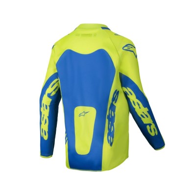 Maillot Enfant Alpinestars Racer Veil Jaune Fluo Bleu 