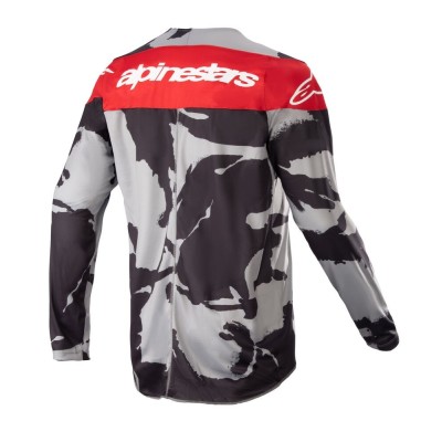 Maillot Enfant Alpinestars Racer Tactical Gris Camo Foncé Rouge Mars 