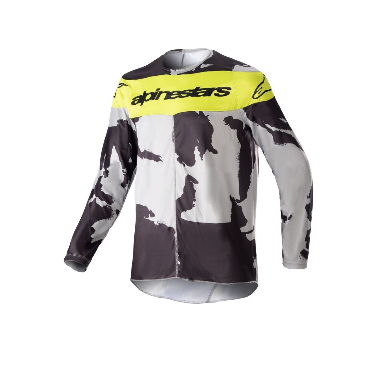 Maillot Enfant Alpinestars Racer Tactical Gris Camo Foncé Jaune Fluo 