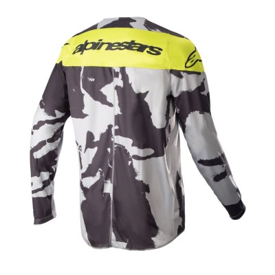 Maillot Enfant Alpinestars Racer Tactical Gris Camo Foncé Jaune Fluo 