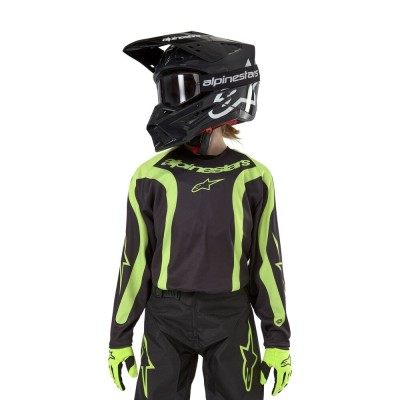 Maillot Enfant Alpinestars Racer Lurv Noir Jaune Fluo 