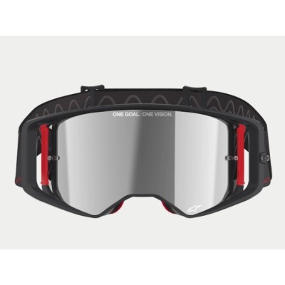 Masque Alpinestars Supertech Corp Noir Rouge ecran miroir Argent 