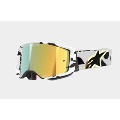Masque Alpinestars Supertech Corp Blanc Or ecran miroir Or 