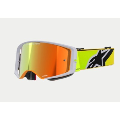 Masque Alpinestars Supertech Corp Jaune Fluo Gris ecran miroir Rouge 