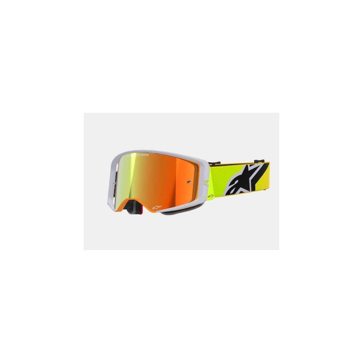 Masque Alpinestars Supertech Corp Jaune Fluo Gris ecran miroir Rouge 
