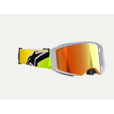 Masque Alpinestars Supertech Corp Jaune Fluo Gris ecran miroir Rouge 