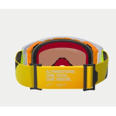 Masque Alpinestars Supertech Corp Jaune Fluo Gris ecran miroir Rouge 