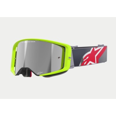Masque Alpinestars Supertech Corp Jaune Fluo Rouge ecran miroir Argent 