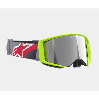 Masque Alpinestars Supertech Corp Jaune Fluo Rouge ecran miroir Argent 
