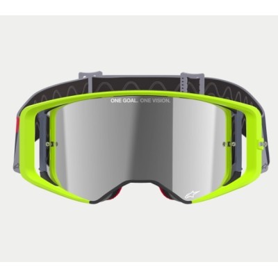 Masque Alpinestars Supertech Corp Jaune Fluo Rouge ecran miroir Argent 