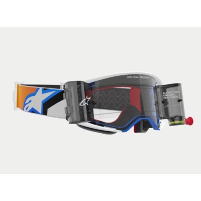 Masque Alpinestars Supertech Corp Roll-Off Bleu Orange ecran Clair 