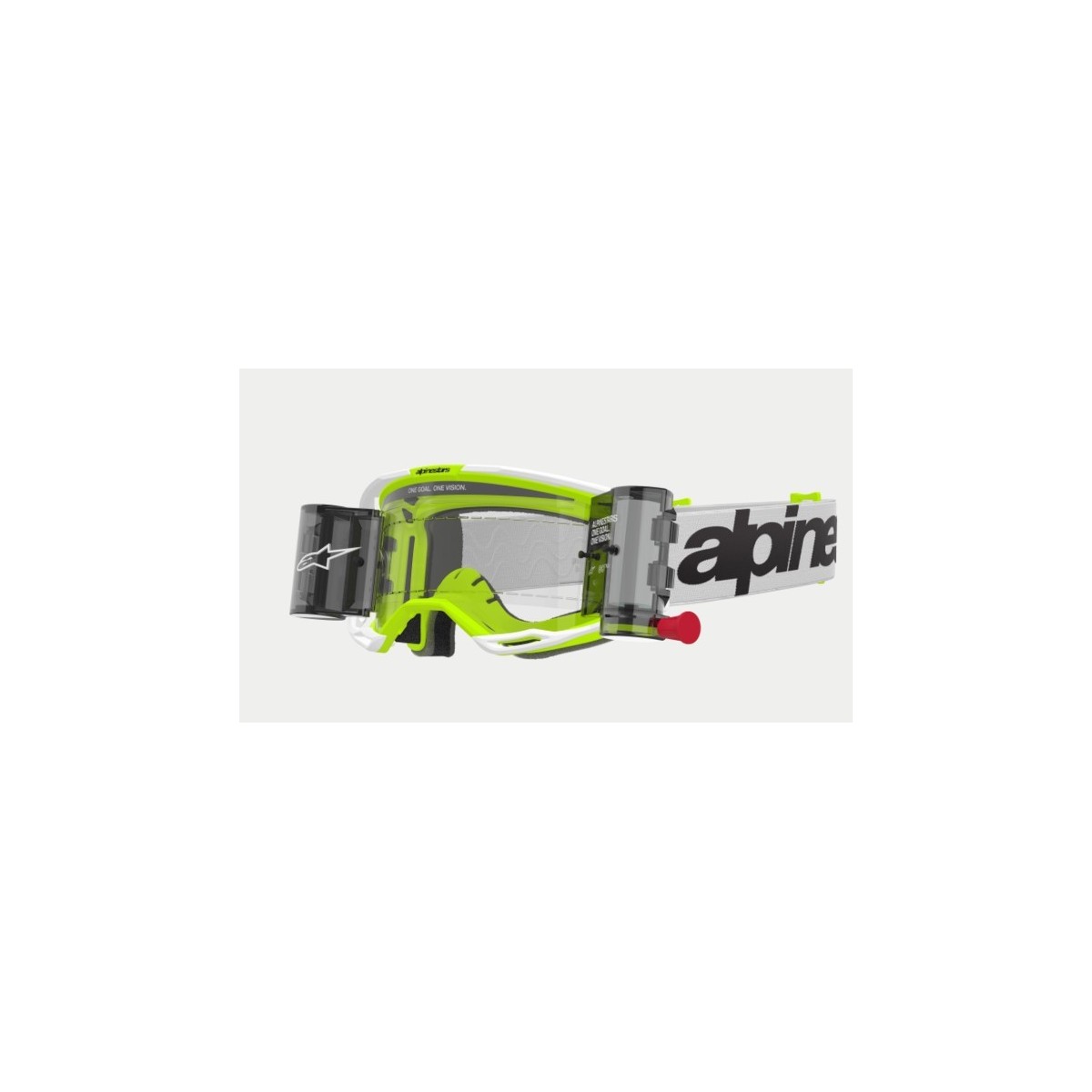 Masque Alpinestars Vision 8 Wordmark Roll Off Blanc Jaune Fluo ecran Clair 
